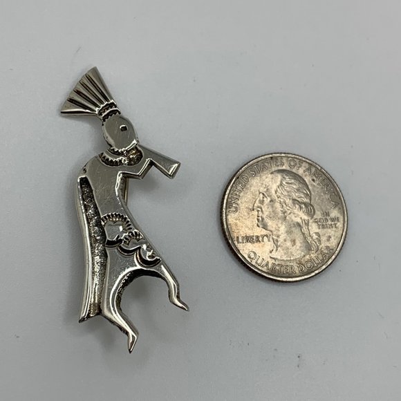Dancing Kokopelli Sterling Brooch - Picture 2 of 3